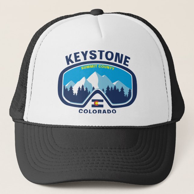 Keystone Colorado Mountain Ski Goggles Trucker Hat (Front)