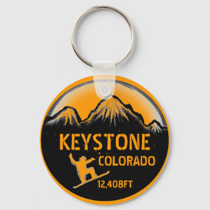 Keystone Colorado orange snowboard art keychain