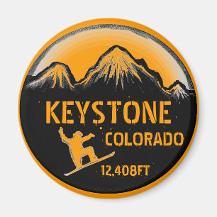 Keystone Colorado orange snowboard art magnet