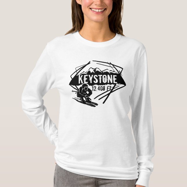 Keystone Colorado ski elevation ladies hoodie T-Shirt (Front)