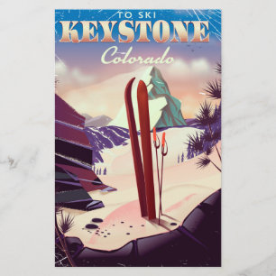 Keystone, Colorado Ski vintage style poster. Stationery