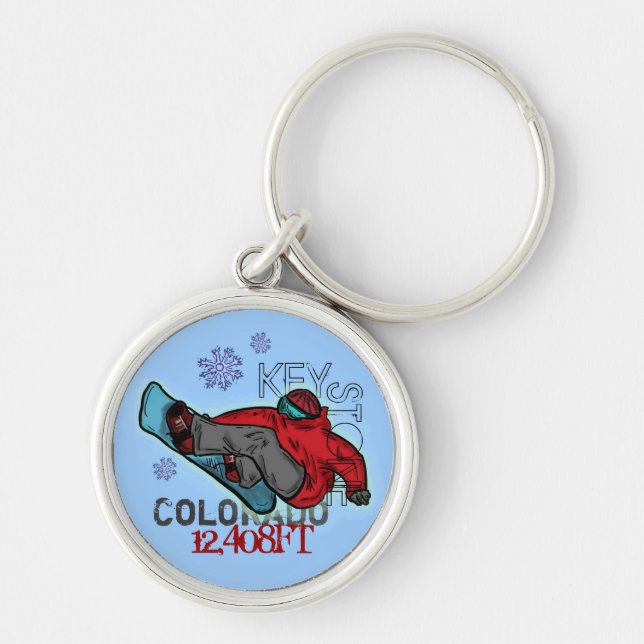 Keystone Colorado snowboarder elevation keychain (Front)