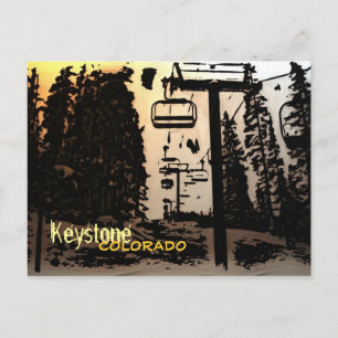 Keystone Colorado sunset lift postcard