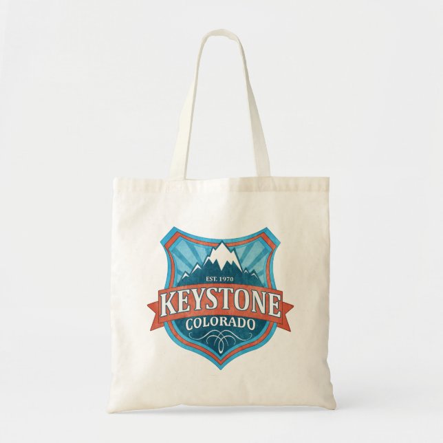 Keystone Colorado teal shield tote bag (Front)
