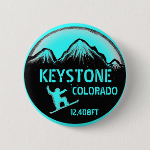 Keystone Colorado teal snowboard art button