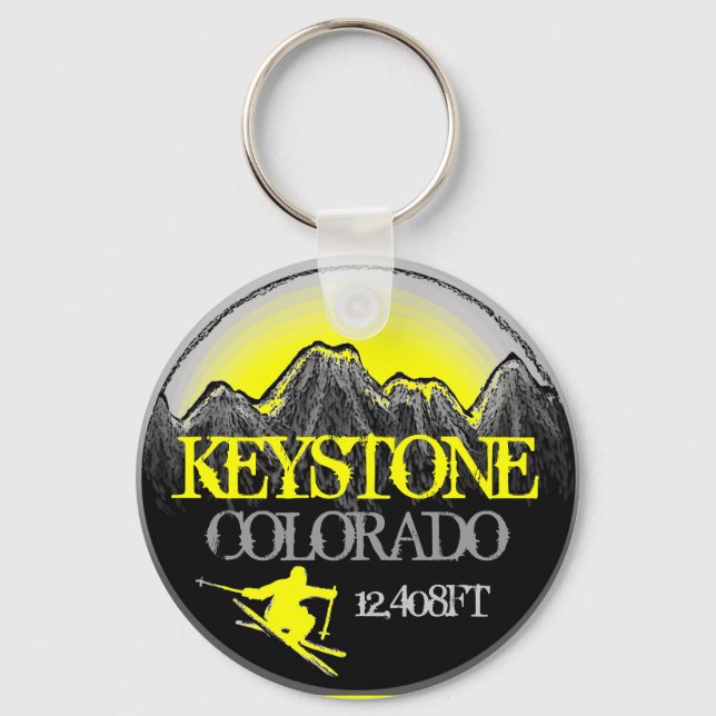 Keystone Colorado yellow ski art keychain (Front)
