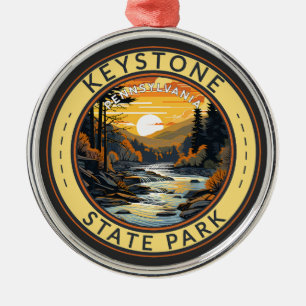 Keystone State Park Pennsylvania Travel Art Badge Metal Tree Decoration