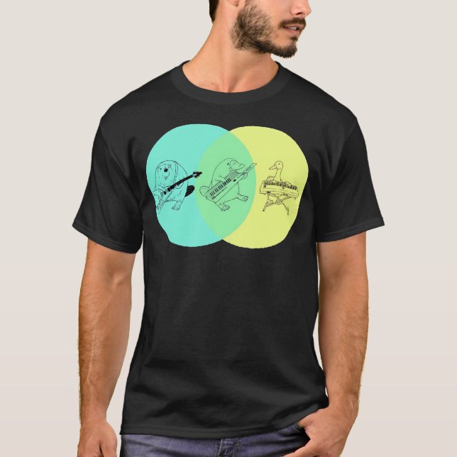 Keytar Platypus Venn Diagram T-Shirt (Front)