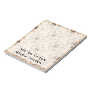Khaki and Brown Hibiscus Flower Notepad