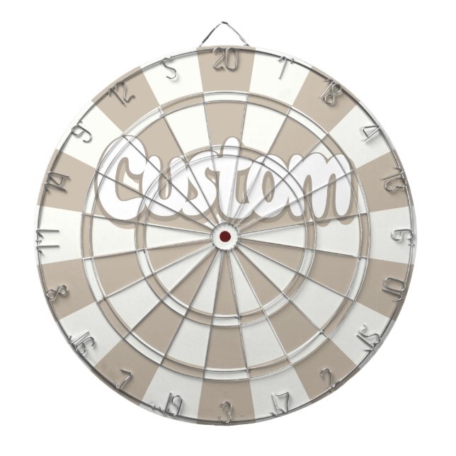 Khaki And White Editable Custom Text  Dartboard (Front)