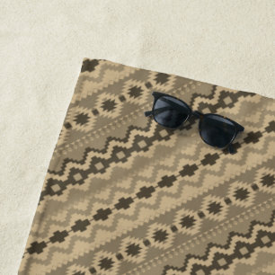 Khaki aztec pattern  beach towel