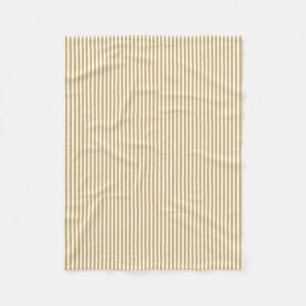 Khaki Beige and White Cabana Stripes Fleece Blanket