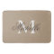 Khaki beige bath mat with elegant name monogram
