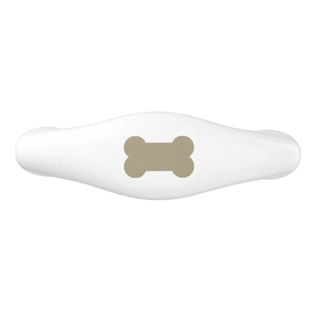 khaki Beige Dog Bones On Bright White Background Ceramic Drawer Pull (Front)
