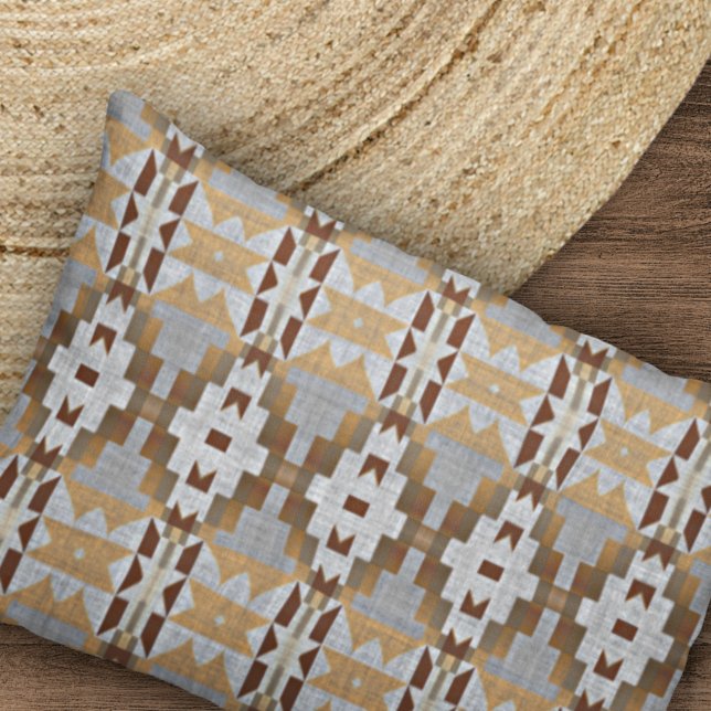 Khaki Beige Taupe Dark Brown Grey Tribal Pattern Pillowcase (Creator Uploaded)