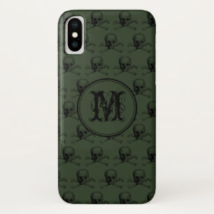 Khaki Black Skull Halloween Personalised Monogram Case-Mate iPhone Case