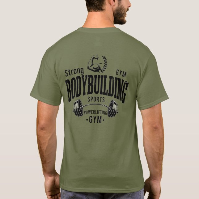 Khaki bodybuilding T-shirt (Back)