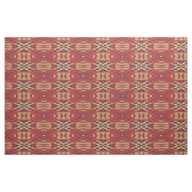 Khaki Brown Orange Red Taupe Beige Ethnic Look Fabric (Fat Quarter)