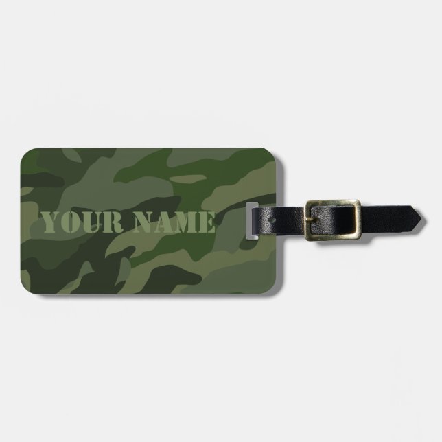 Khaki camouflage luggage tag (Front Horizontal)