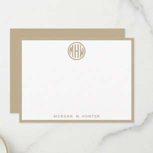 Khaki Circle Monogram Font DIY BG Thank You Card