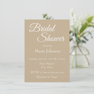 Khaki Colour Simple Style Bridal Shower Invitation