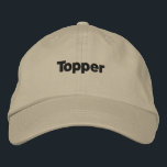 Khaki Colour Topper Text Name Custom Embroidered Hat<br><div class="desc">Topper Text Name with Oesco block Font Hats or Caps

Black colour text,  Khaki colour Hat

It is very useful to School or College students

Class Topper of the school or College

Nice and Cool hats for Students</div>