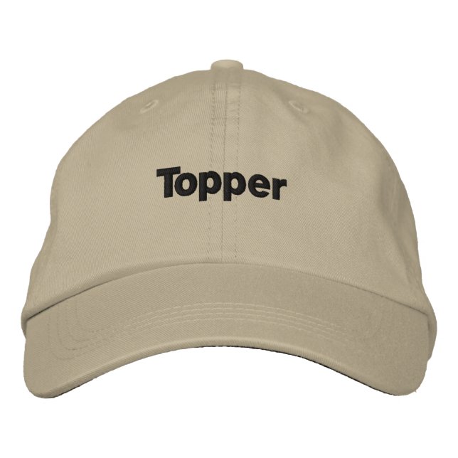 Khaki Colour Topper Text Name Custom Embroidered Hat (Front)