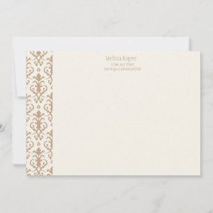 Khaki Damask Note Card