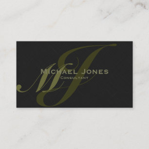 Khaki Double Monogram Professional Elegant  Modern Business Card
