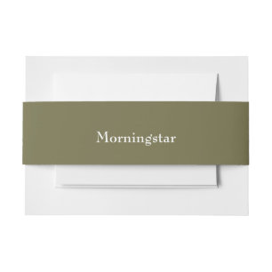 Khaki Drab Green Wedding Invitation Belly Band
