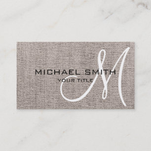 Khaki Elegant Monogram Canvas Look Business Card