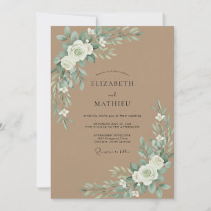 Khaki Eucalyptus Wedding Invitation