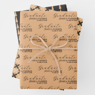 Khaki Graduate Calligraphy Typography Script Wrapping Paper Sheet