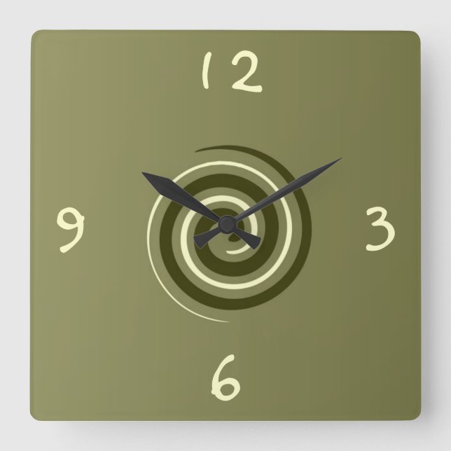 Khaki Green and Lemon >Patterned Kitchen clock (Front)