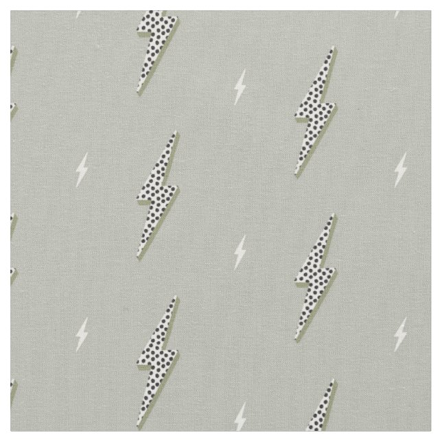 Khaki green lighting thunderbolt electric simple fabric (Close Up)