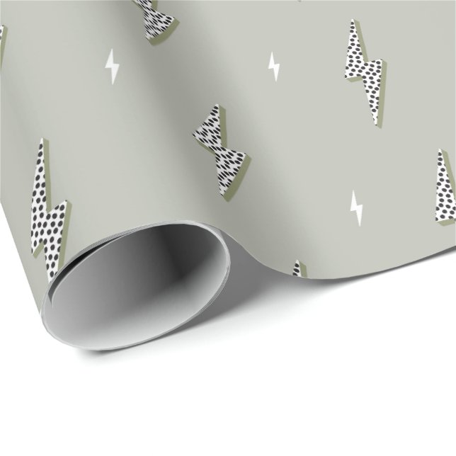 Khaki green lighting thunderbolt electric simple wrapping paper (Roll Corner)