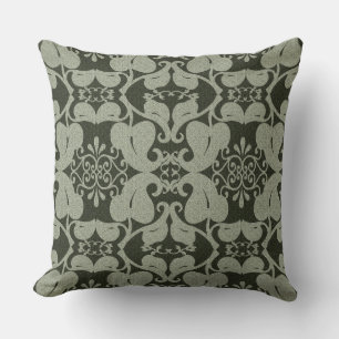 Khaki Green Modern Elegant Leaf Pattern Cushion