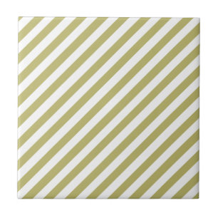 Khaki Green Solid Colour & White Stripes Tile