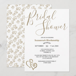 Khaki Linked Hearts Bridal Shower Template