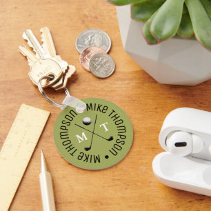 khaki Logo Monogram for a Golf-Player  Key Ring