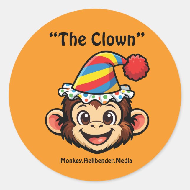 Khaki Macaque Monkey Sticker - The Clown (Front)
