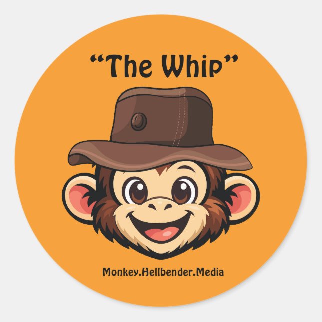 Khaki Macaque Monkey Sticker - The Whip (Front)
