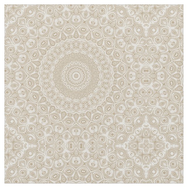 Khaki Mandala Geometric Pattern Fabric (Close Up)