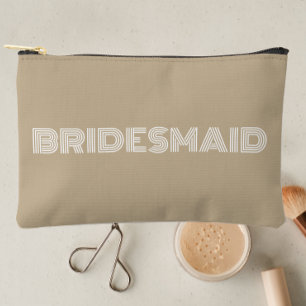 Khaki Modern Typography Bridesmaid Accessory Pouch