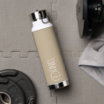 Khaki Modern Typography Personalised Water Bottle<br><div class="desc">Trendy,  vacuum insulated water bottle that features personalised name in white,  modern typography on a khaki colour background. Personalise bottle by editing name and replacing name with your own as desired. Perfect for a birthday gift,  wedding groomsman gift,  etc. Select your water bottle style. Select your water bottle style.</div>
