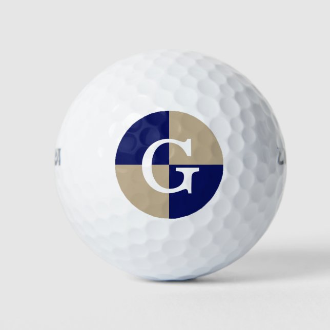 Khaki Navy Blue LG Chequered Monogram Golf Balls (Front)