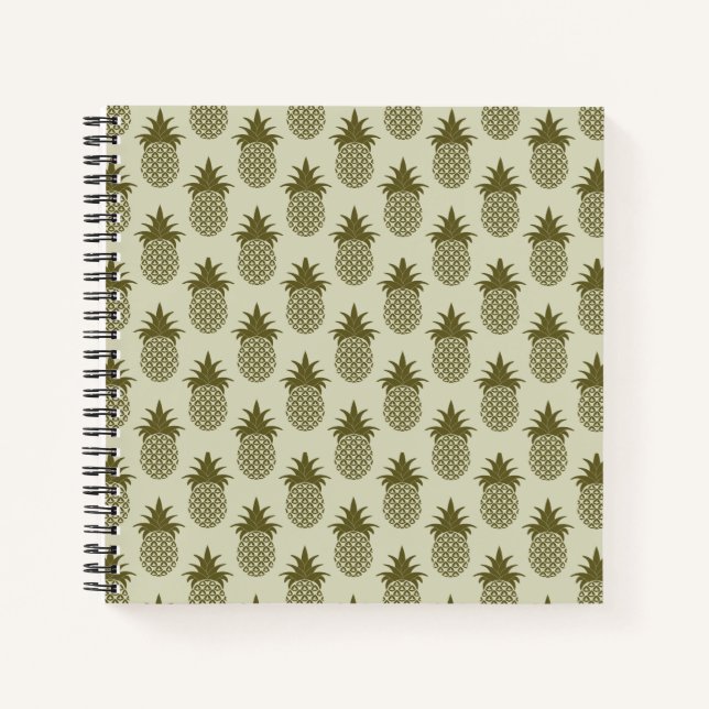 Khaki Pineapple Pattern Notebook (Front)