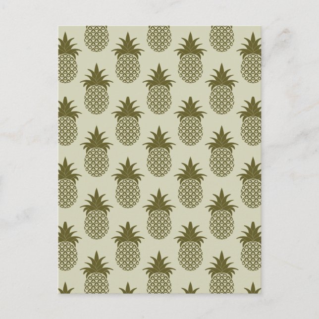 Khaki Pineapple Pattern Postcard (Front)