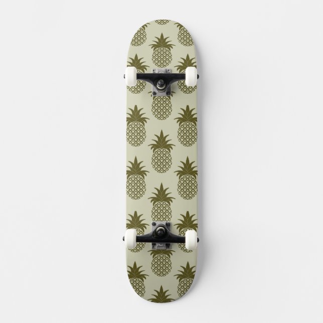 Khaki Pineapple Pattern Skateboard (Front)