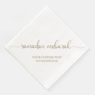 Khaki Ramadan Mubarak Calligraphy Custom Napkin